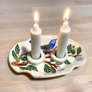 Goodstein Ceramics Candlesticks Blue Bird Porcelain Candlesticks Dish by Goodstein Ceramics