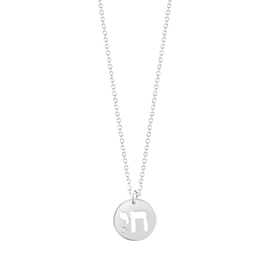 Miriam Merenfeld Jewelry - Chai Diamond Necklace - (Sterling Silver, Gold - Plated or Two - Tone) - ModernTribe