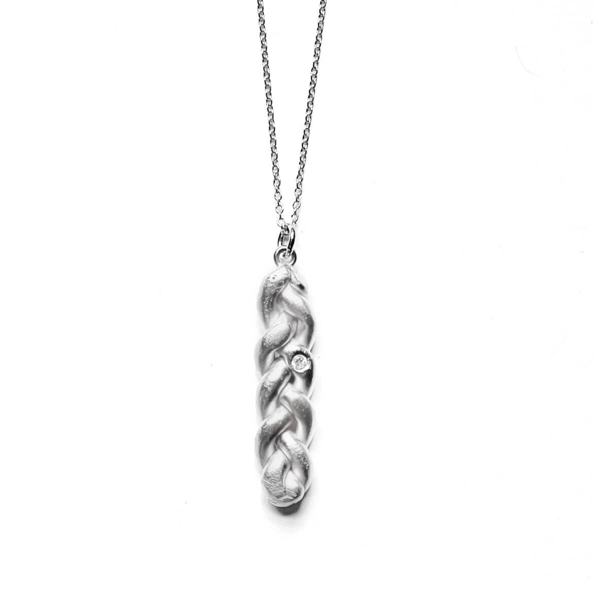 MAS Designs Jewelry Necklaces Shiny Silver Challah Pendant Necklace - Silver