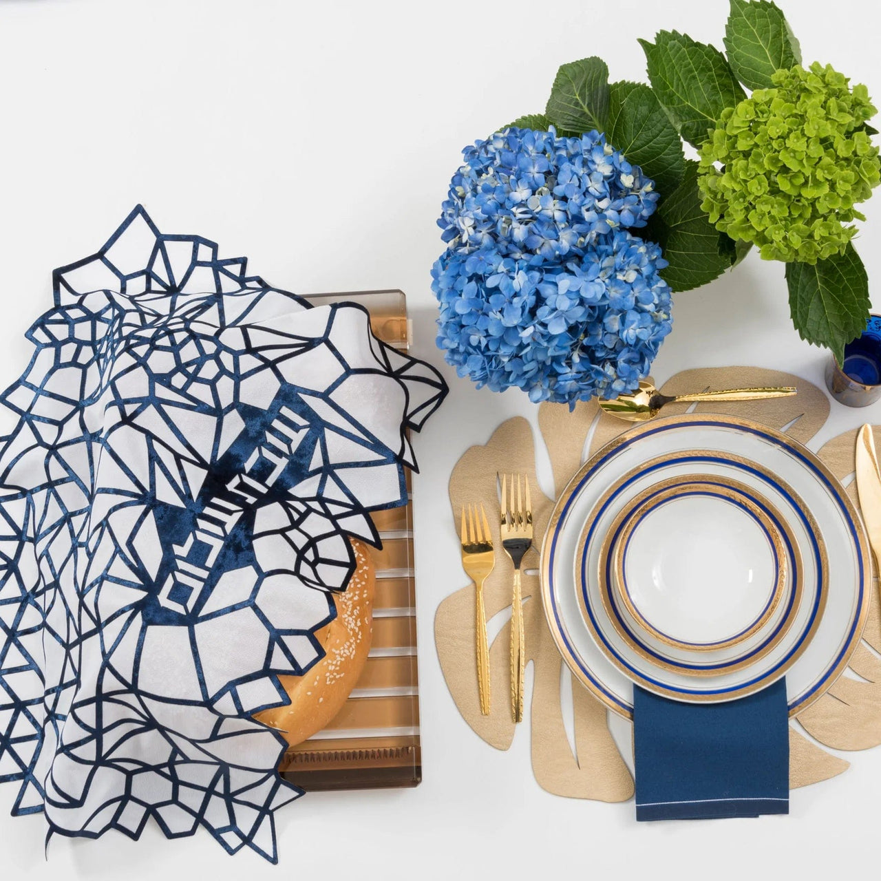 Apeloig Collection - Geometric Challah Cover - Blue - ModernTribe