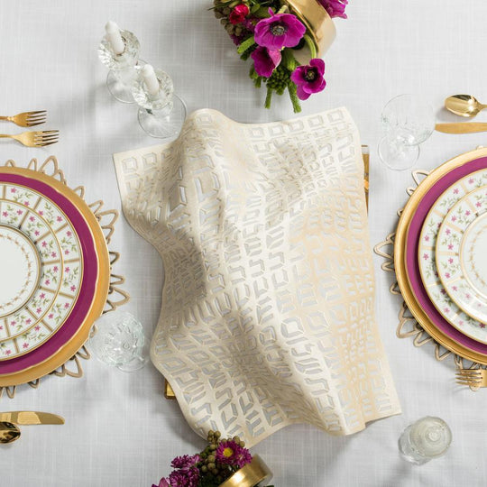 Laser-Cut Shabbat Shalom Challah Cover - Cream