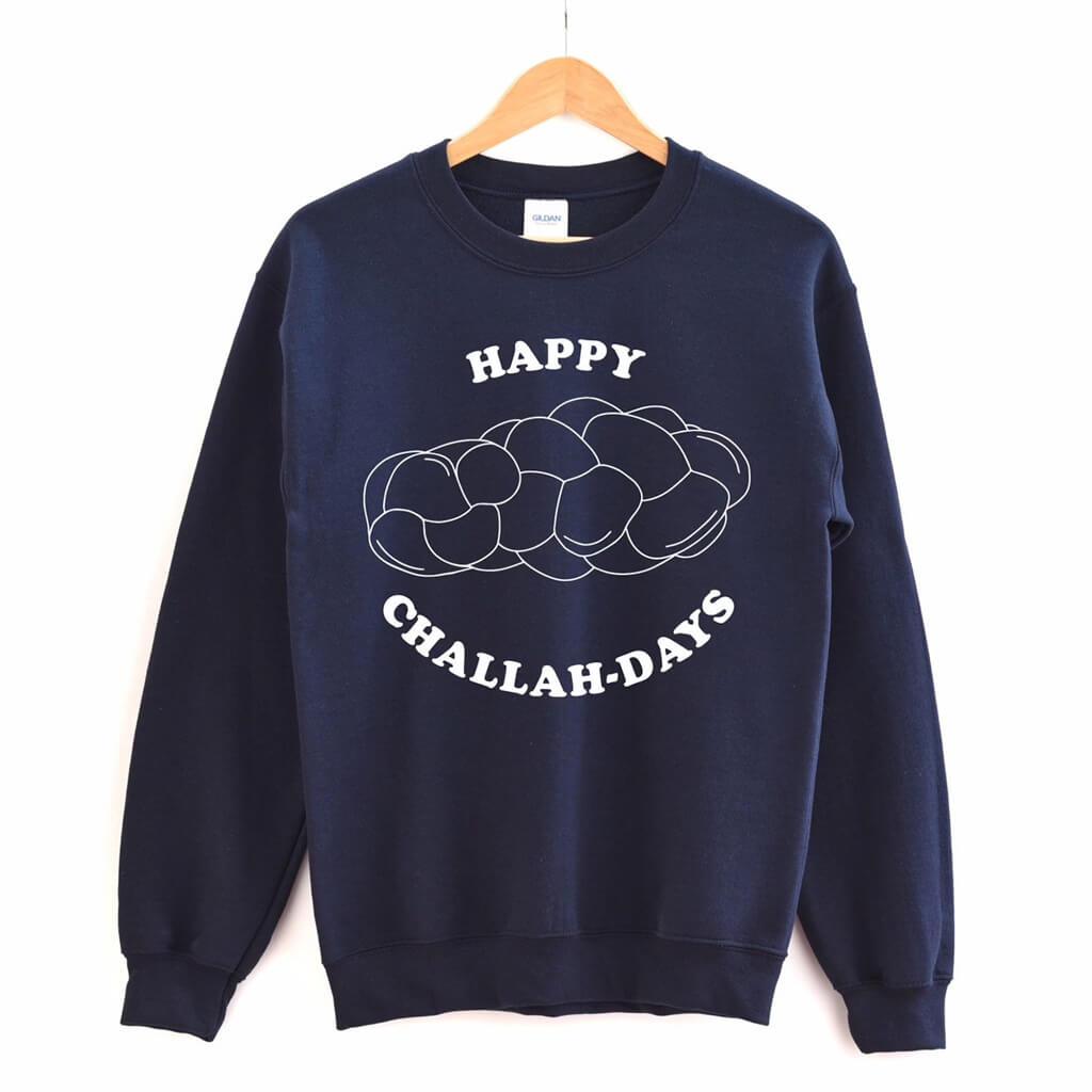Pink Sundays Studio - Happy Challah Days Navy Sweatshirt - Unisex - ModernTribe