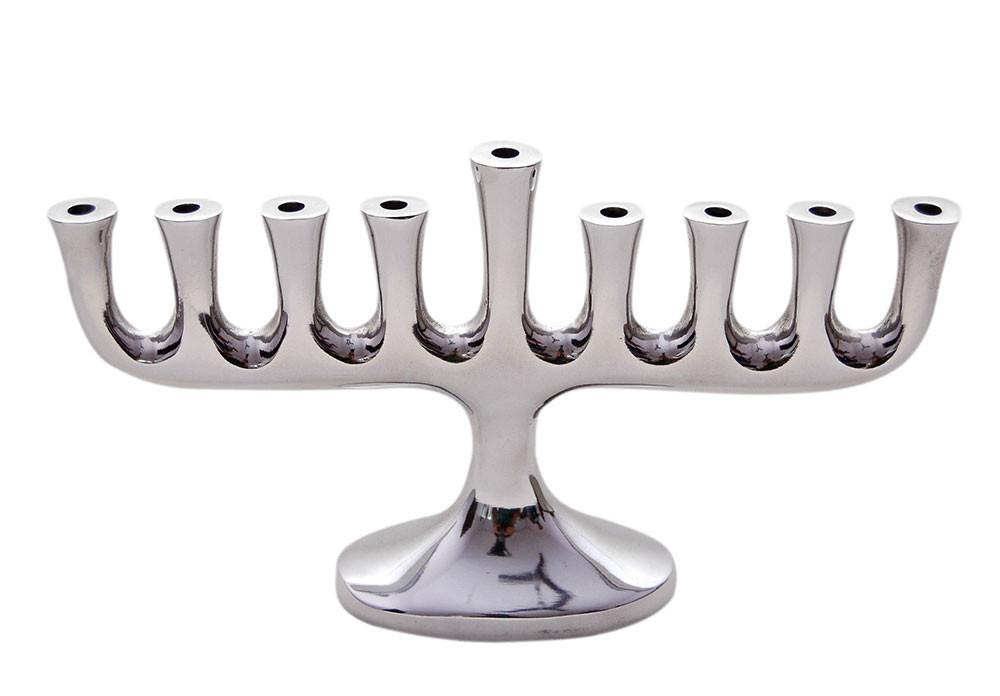 Aviv Judaica - Contemporary Aluminum Menorah - Silver - ModernTribe