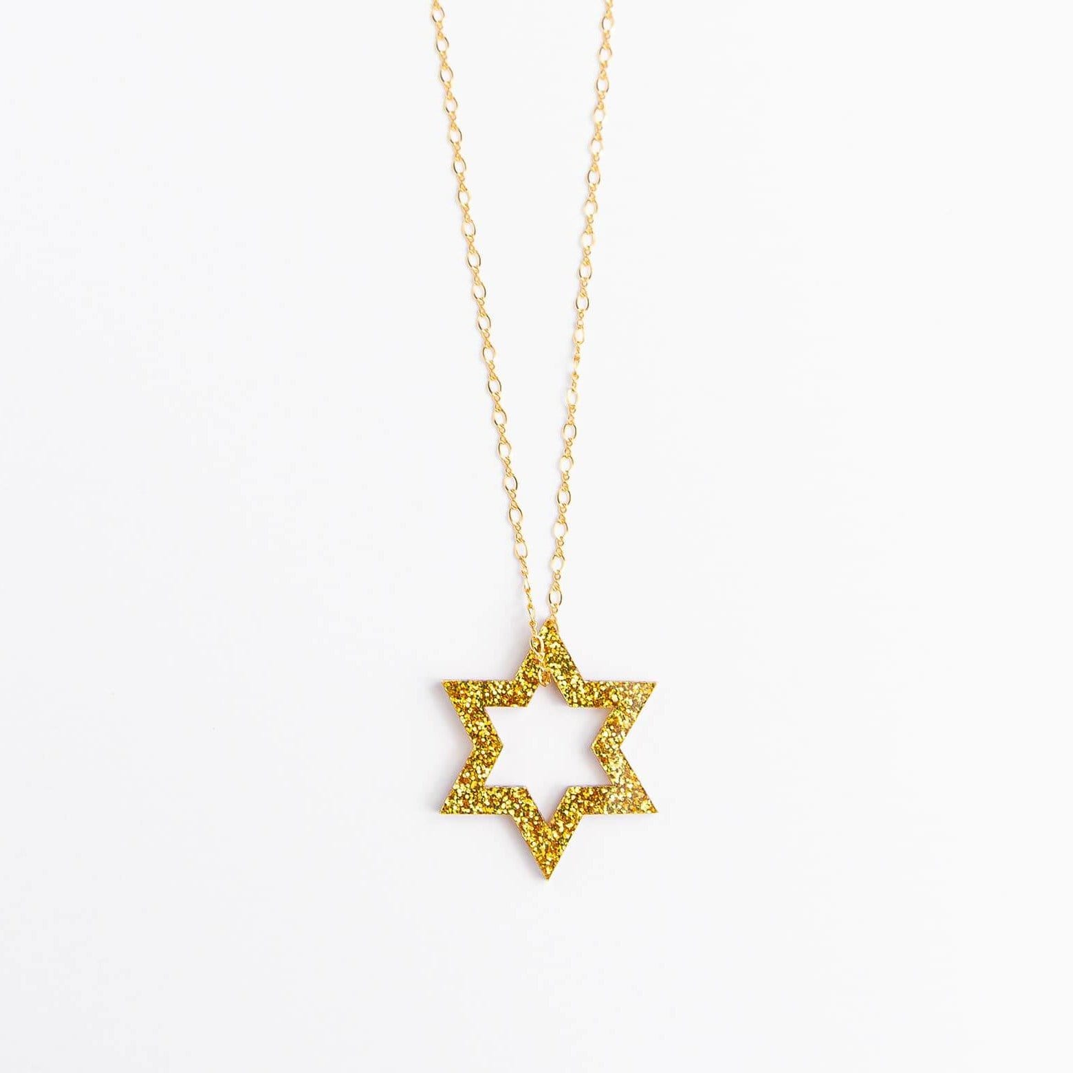 Ariel Tidhar Necklaces Gold Floating Magen Necklace - Gold Glitter