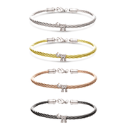 Alef Bet Bracelets Chai Diamond Stacking Cable Bracelets - Rose Gold, Gold, Silver or Black
