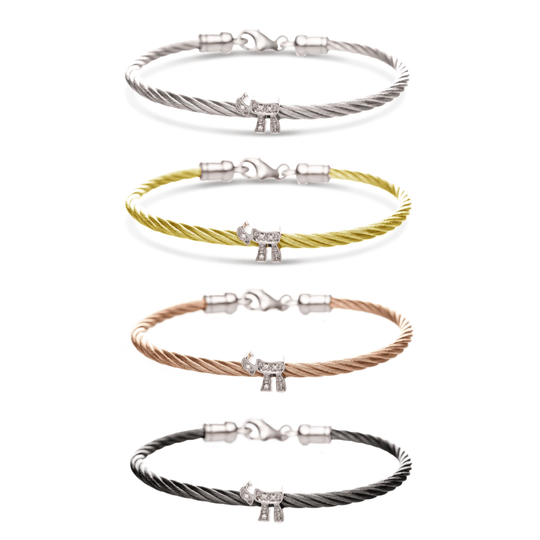 Chai Diamond Stacking Cable Bracelets - Rose Gold, Gold, Silver or Black