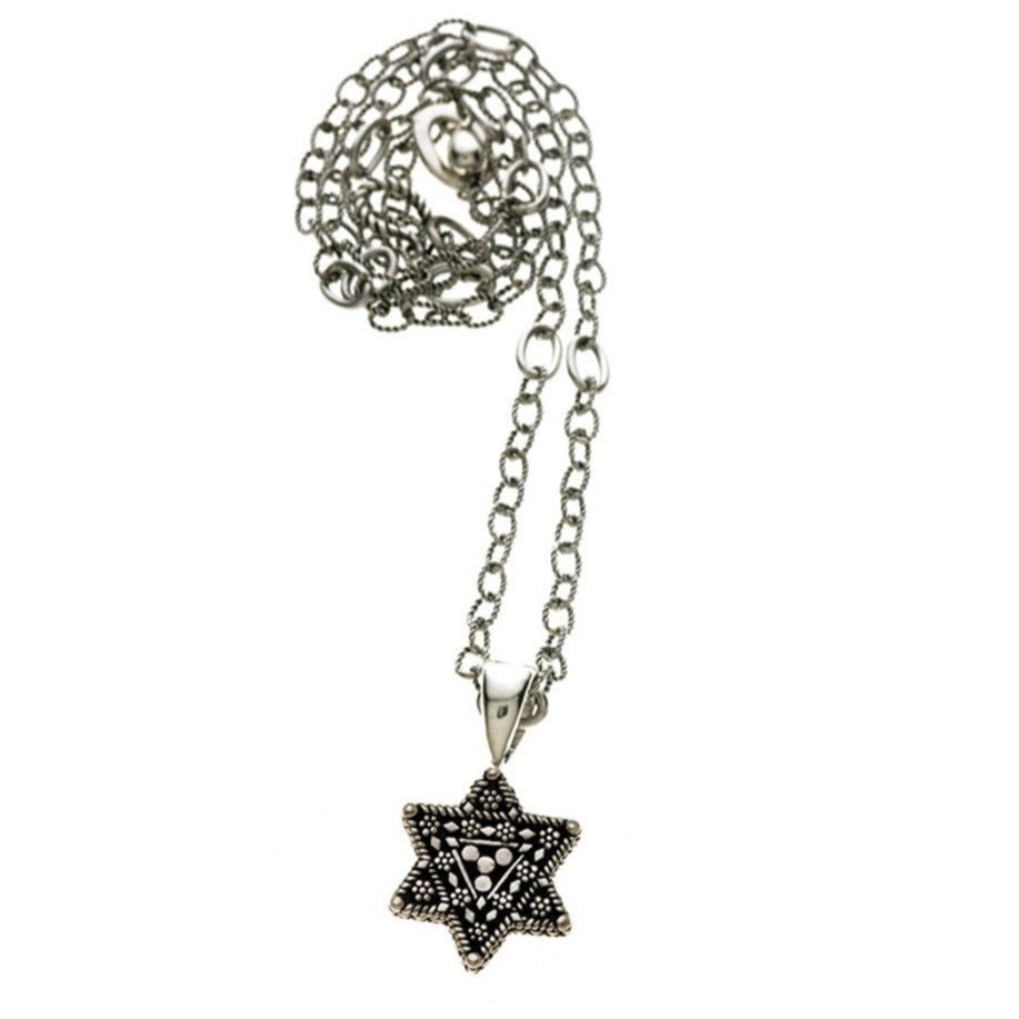 Cynthia Gale GeoArt - Torah Finial Star Necklace - Sterling Silver, Bronze - ModernTribe