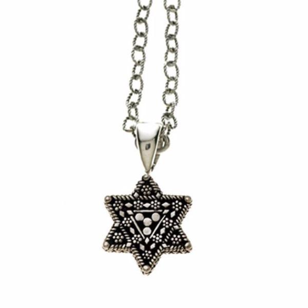Cynthia Gale GeoArt - Torah Finial Star Necklace - Sterling Silver, Bronze - ModernTribe