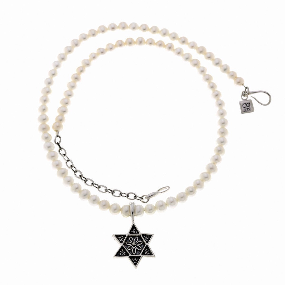 Cynthia Gale GeoArt - Star of David Sterling Silver White Pearl Necklace - ModernTribe