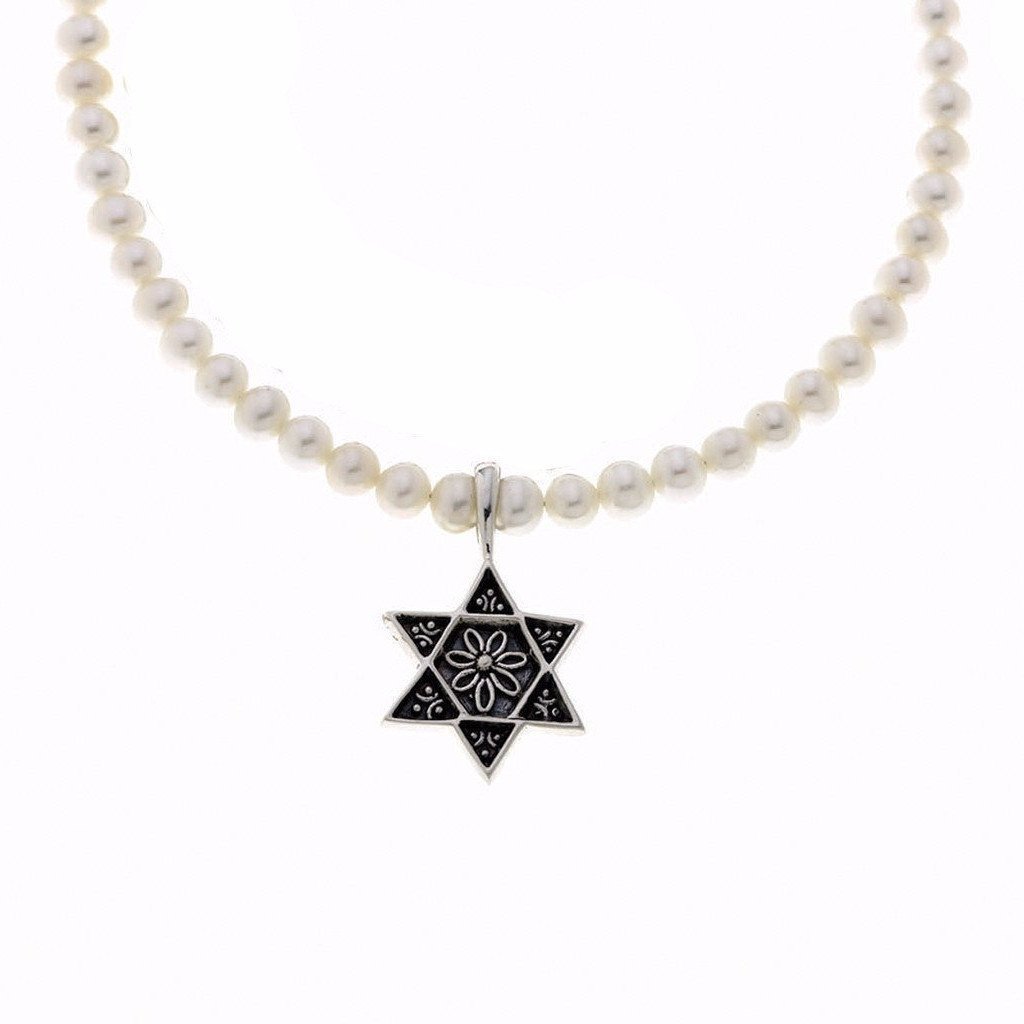 Cynthia Gale GeoArt - Star of David Sterling Silver White Pearl Necklace - ModernTribe