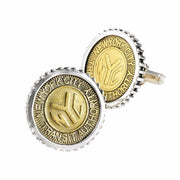Cynthia Gale GeoArt Cufflinks Silver NYC Authentic Subway Token Sterling Silver Large Cufflink