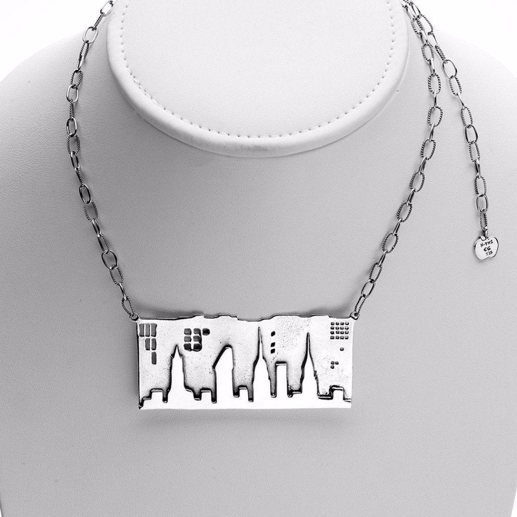 Cynthia Gale GeoArt Necklaces Sterling Silver NYC Skyline That Never Sleeps Sterling Silver or Brass Necklace