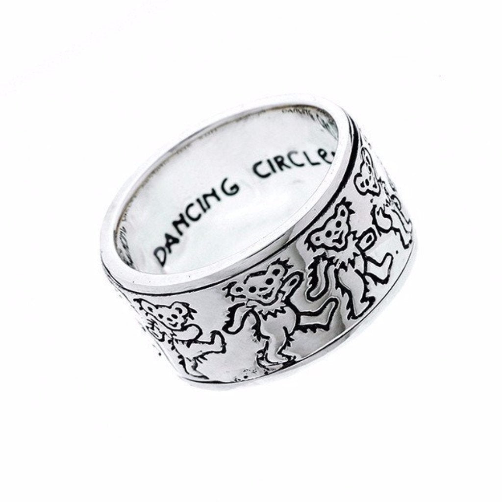 Cynthia Gale GeoArt Rings Grateful Dead Dancing Bear Sterling Silver Spinner Ring