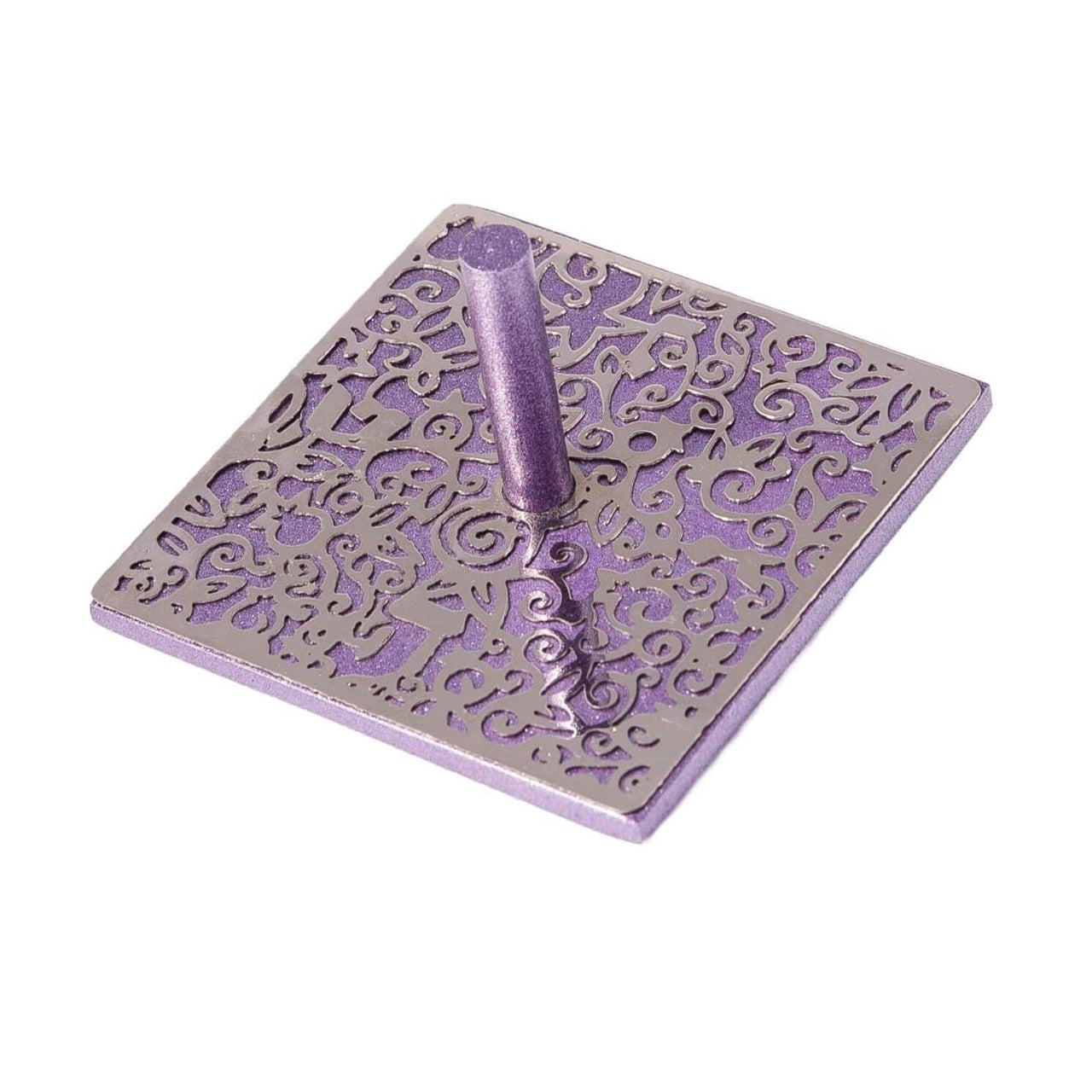 Yair Emanuel - Anodized Aluminum Flat Dreidel with Metal Cutouts by Yair Emanuel - Purple - ModernTribe