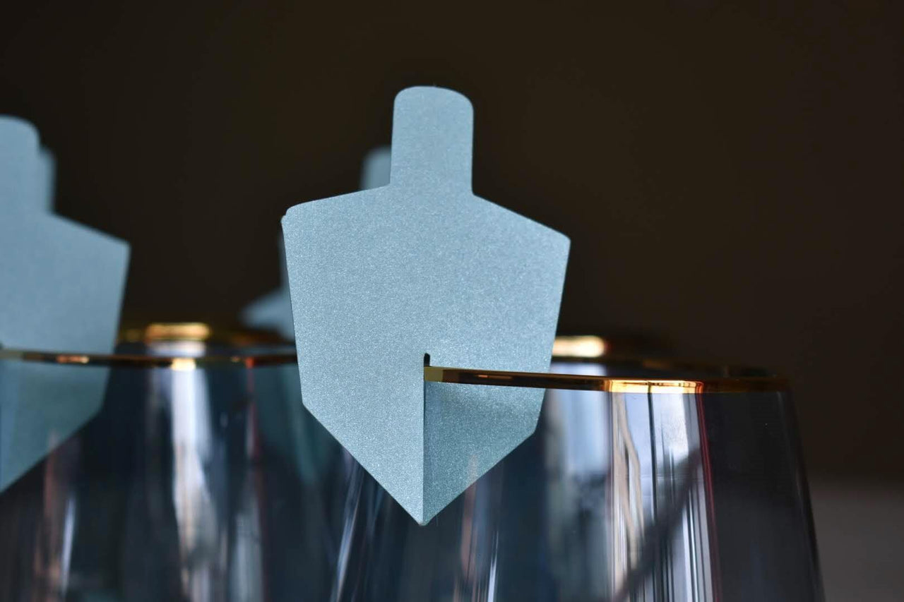 The KitCut - Dreidel Glass Decoration, Light Blue - Set of 10 - ModernTribe