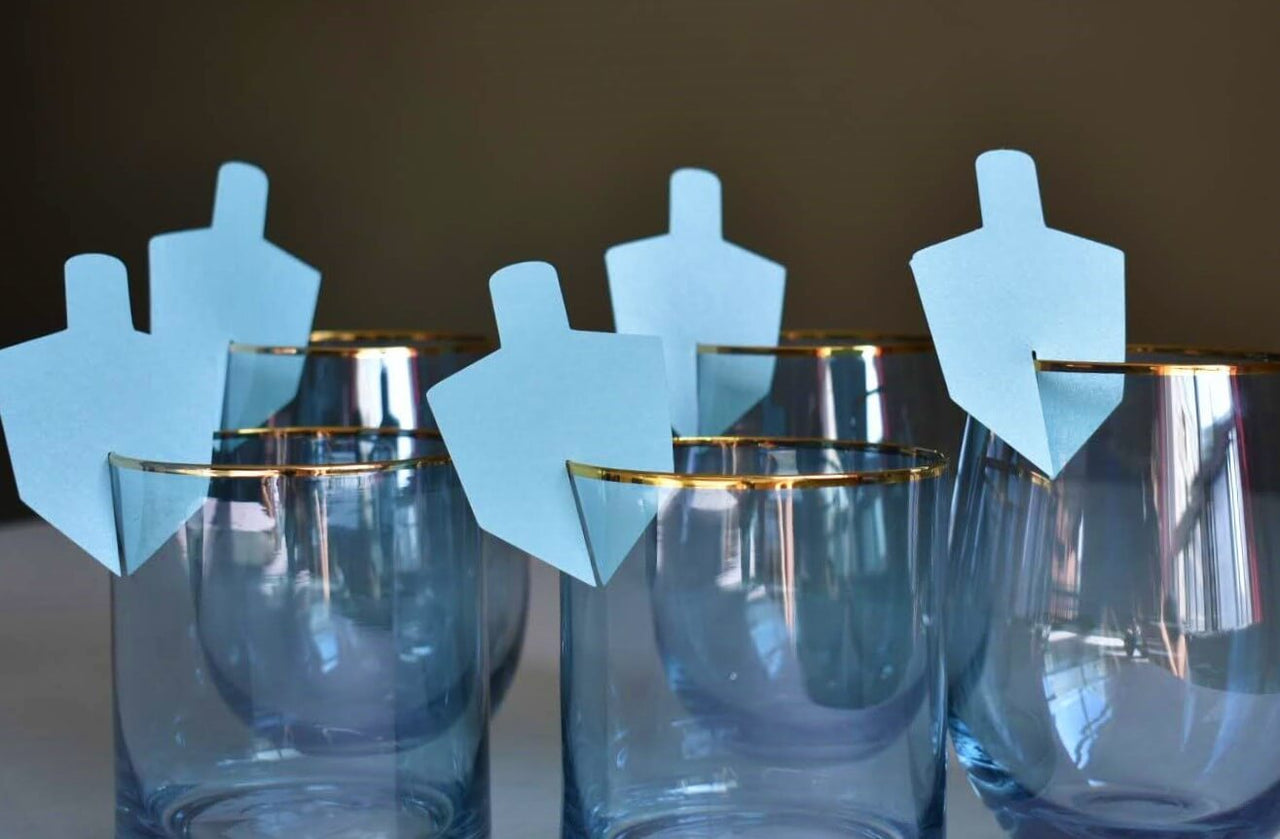 The KitCut - Dreidel Glass Decoration, Light Blue - Set of 10 - ModernTribe