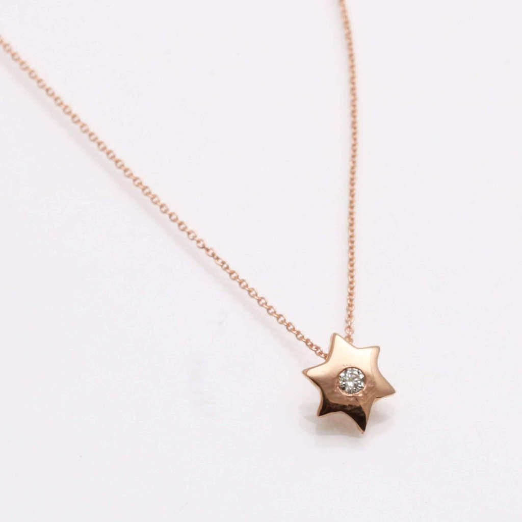 Bareket Jewelry Necklaces 14k Rose Gold with Cable Chain Star of David Diamond Pendant in 14k Gold, Rose Gold or White Gold