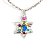 Seeka Necklaces Steel Seeka Multicolor Star of David with Crystals