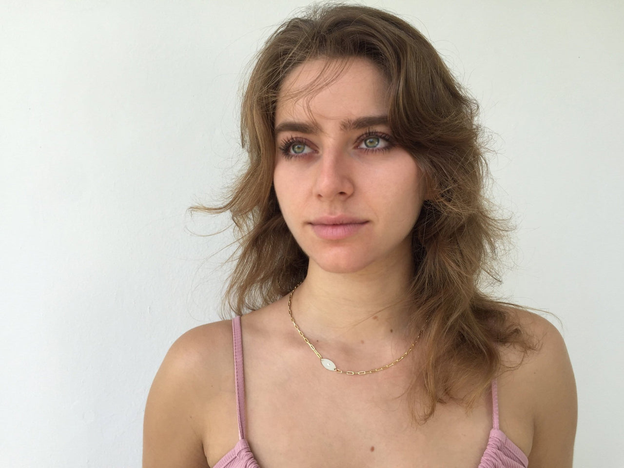 Miriam Merenfeld Jewelry - Dani Evil Eye Diamond Paperclip Necklace - (Sterling Silver, Gold - Plated, or Two - Tone) - ModernTribe