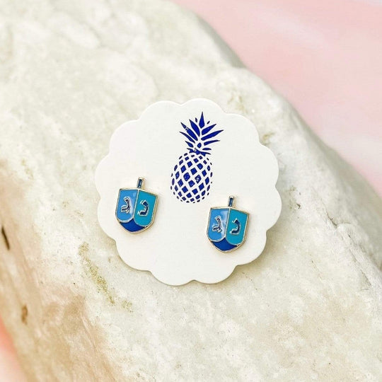 Dreidel Enamel Stud Earrings