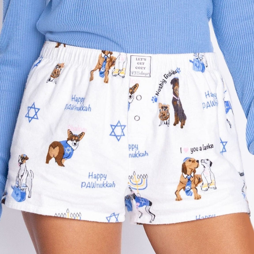 Happy Pawnukkah Hanukkah Pajamas Shorts by Salvage Women (Sizes