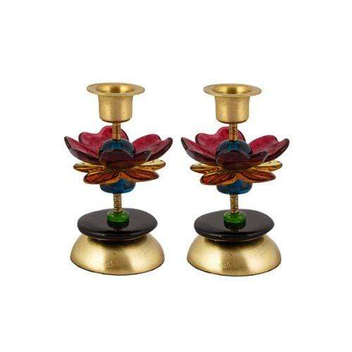 Yair Emanuel - Small Multicolored Flower Candlesticks by Yair Emanuel - ModernTribe