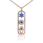 Alef Bet Necklaces Rose Gold Trifecta Amulet Necklace - Sterling Silver or Rose Gold