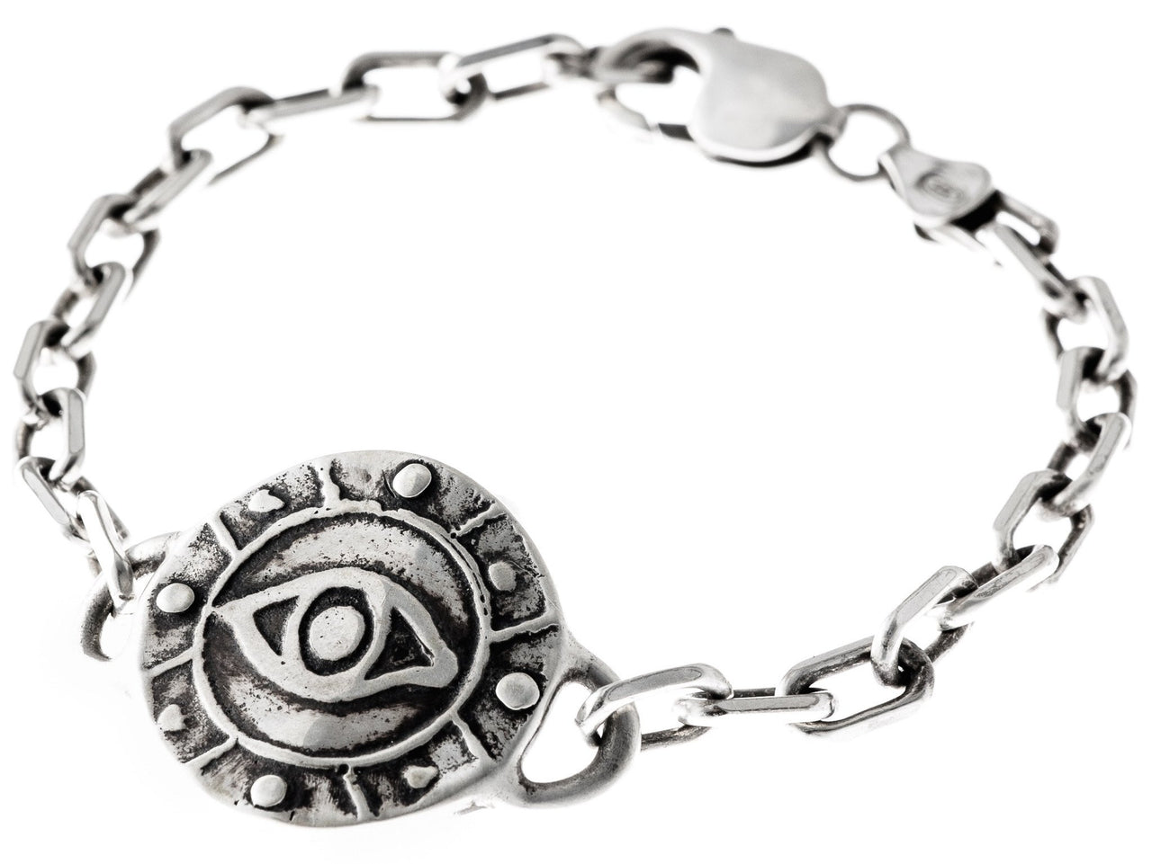 Marla Studio Bracelets Silver Sterling Silver Eye Medallion Heavy Link Bracelet by Marla Studio