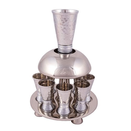 Yair Emanuel Kiddush Cups Hammered Kiddush Fountain - Silver Rings by Yair Emanuel