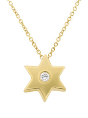 Alef Bet Necklaces Yellow Gold / 16" Center Diamond Star of David Necklace in 14k Yellow Gold or White Gold