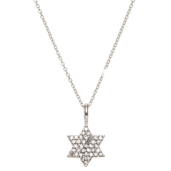 Alef Bet - Pave Diamond Star of David Necklace - White Gold - ModernTribe