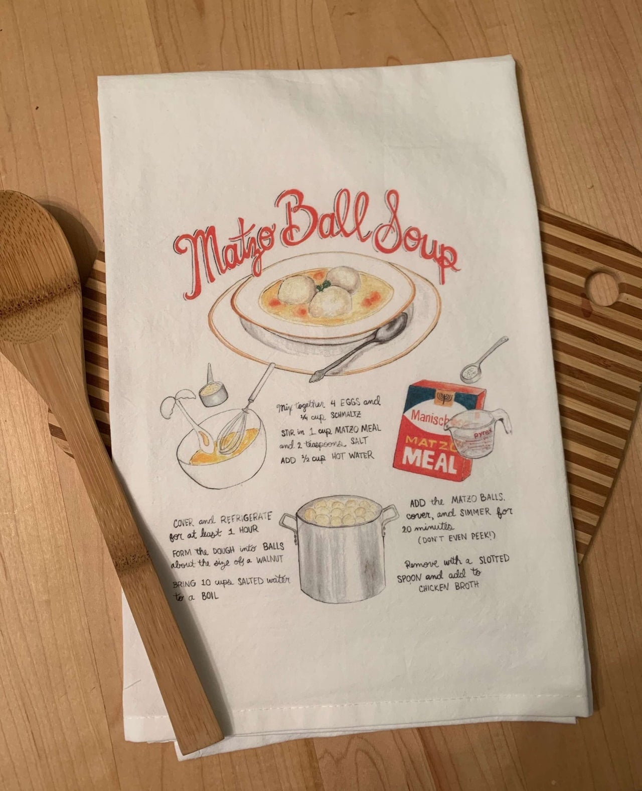 Shana Colwes - Matzo Ball Soup Recipe Kitchen Towel - ModernTribe