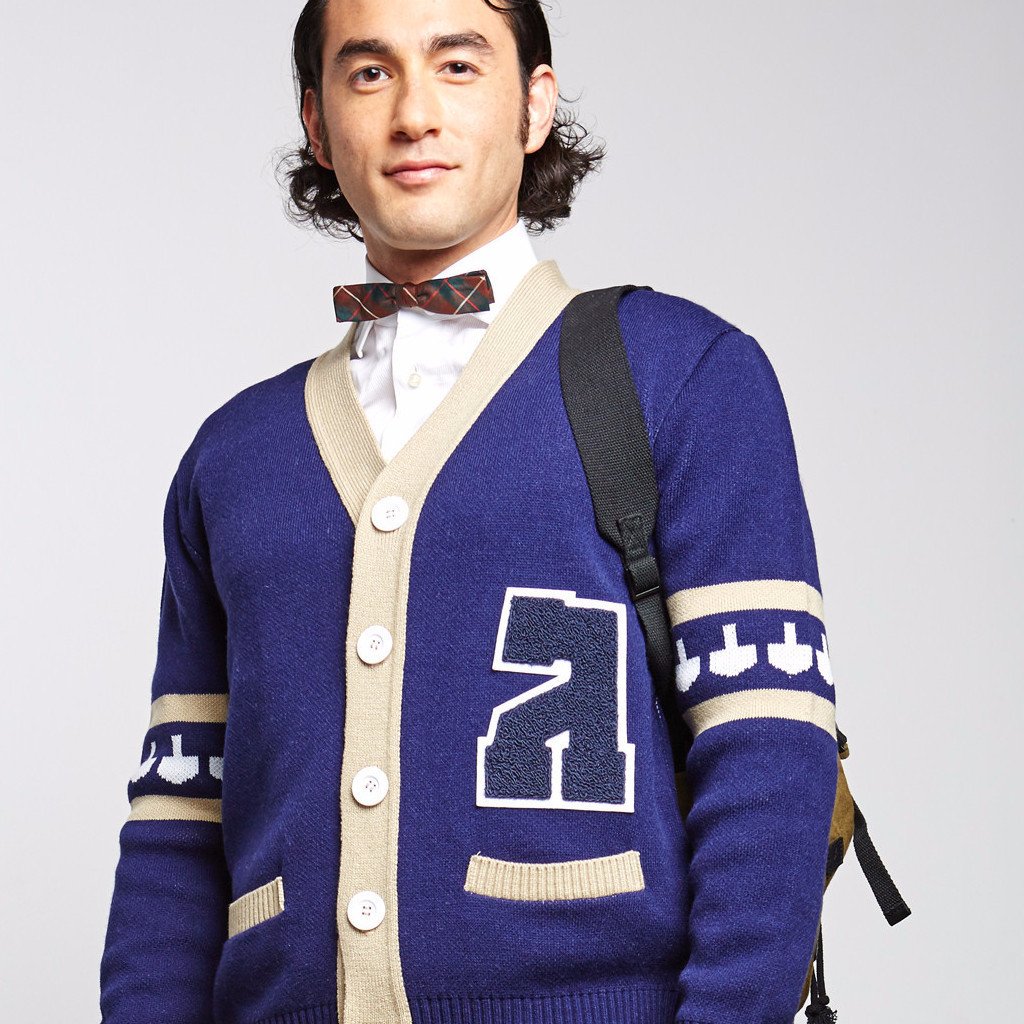 Geltfiend - Gimmelman Men Varsity Hanukkah Sweater with Authentic Chenille Letter - ModernTribe