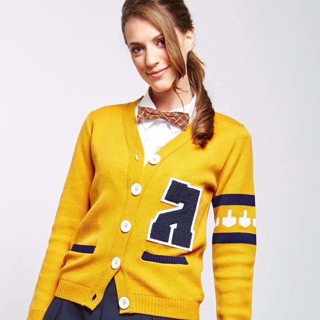 Geltfiend - Gimmelman Women's Varsity Hanukkah Sweater with Authentic Chenille Letter - ModernTribe