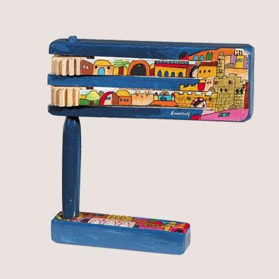 Yair Emanuel - Hand Painted Wood Jerusalem Grogger - ModernTribe