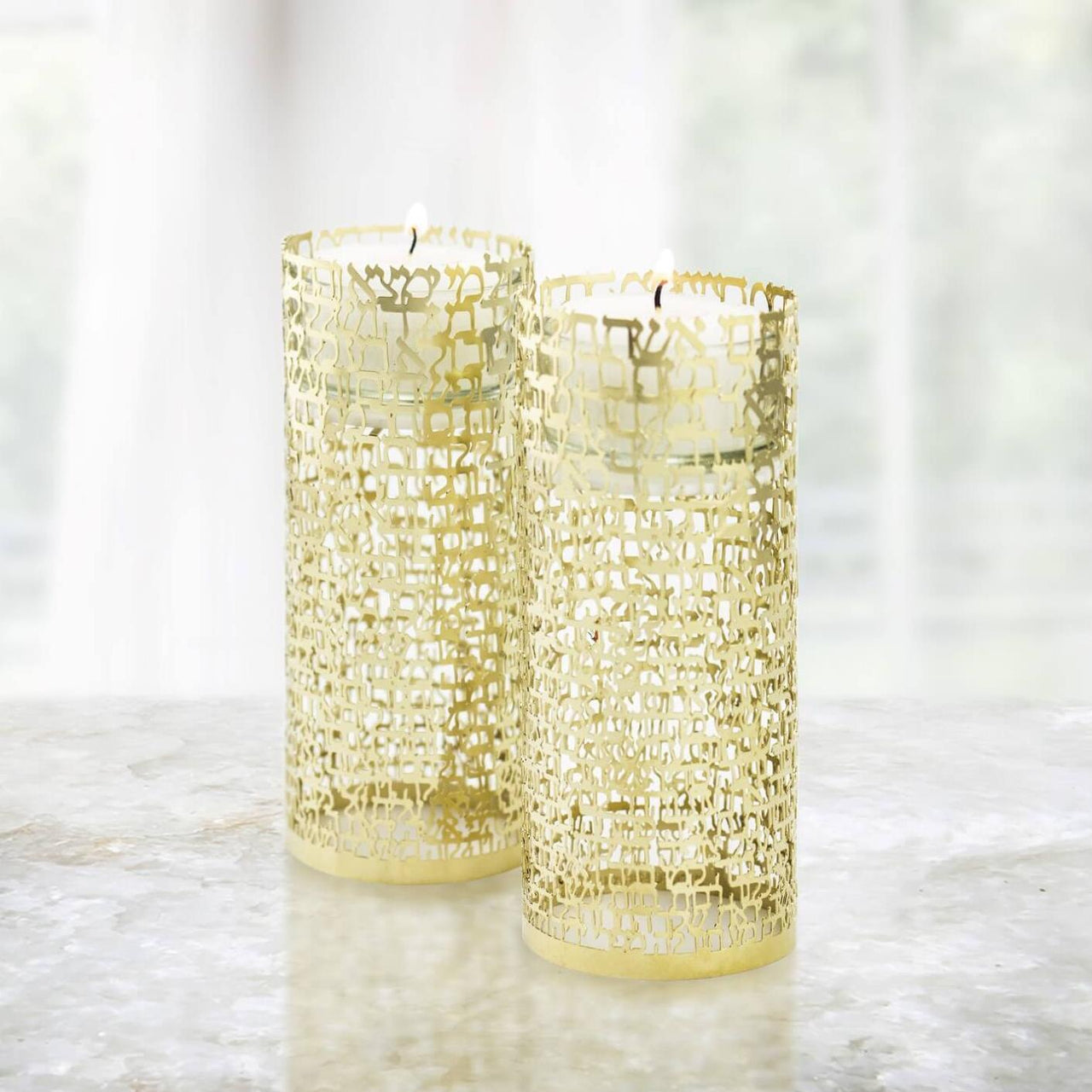 Hoshen Designs - Woman of Valor Shabbat Candle Holders - Gold - ModernTribe