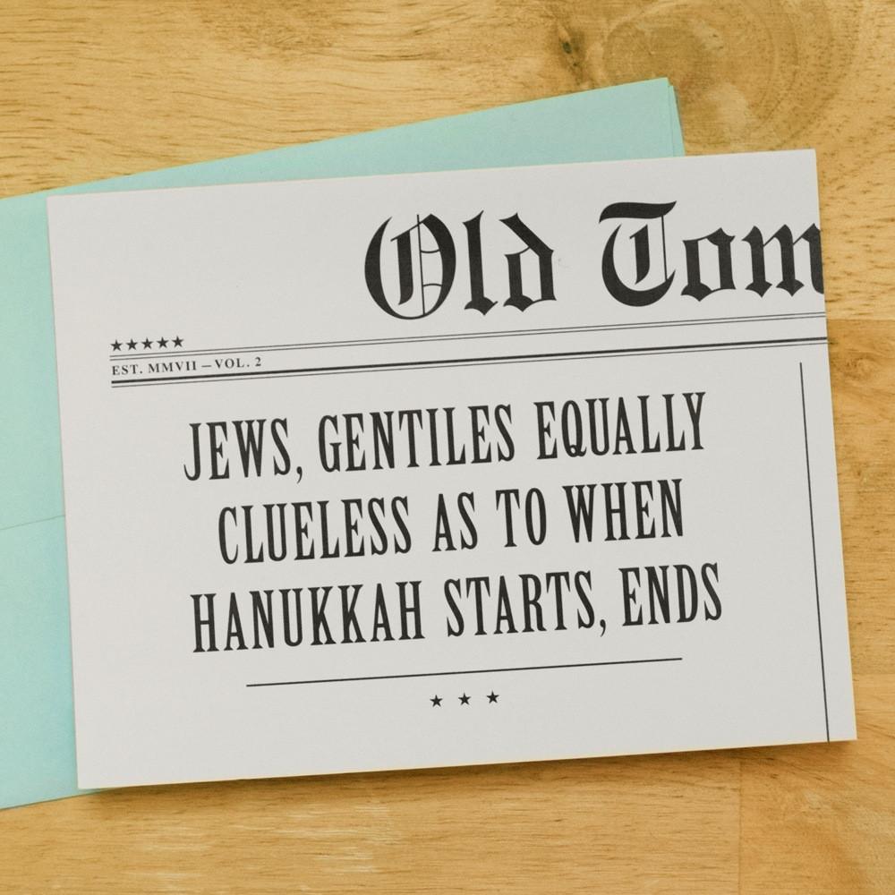 Old Tom Foolery Card Jews, Gentiles Equally Clueless As To When Hanukkah Starts, Ends! Hanukkah Card - Set of 6