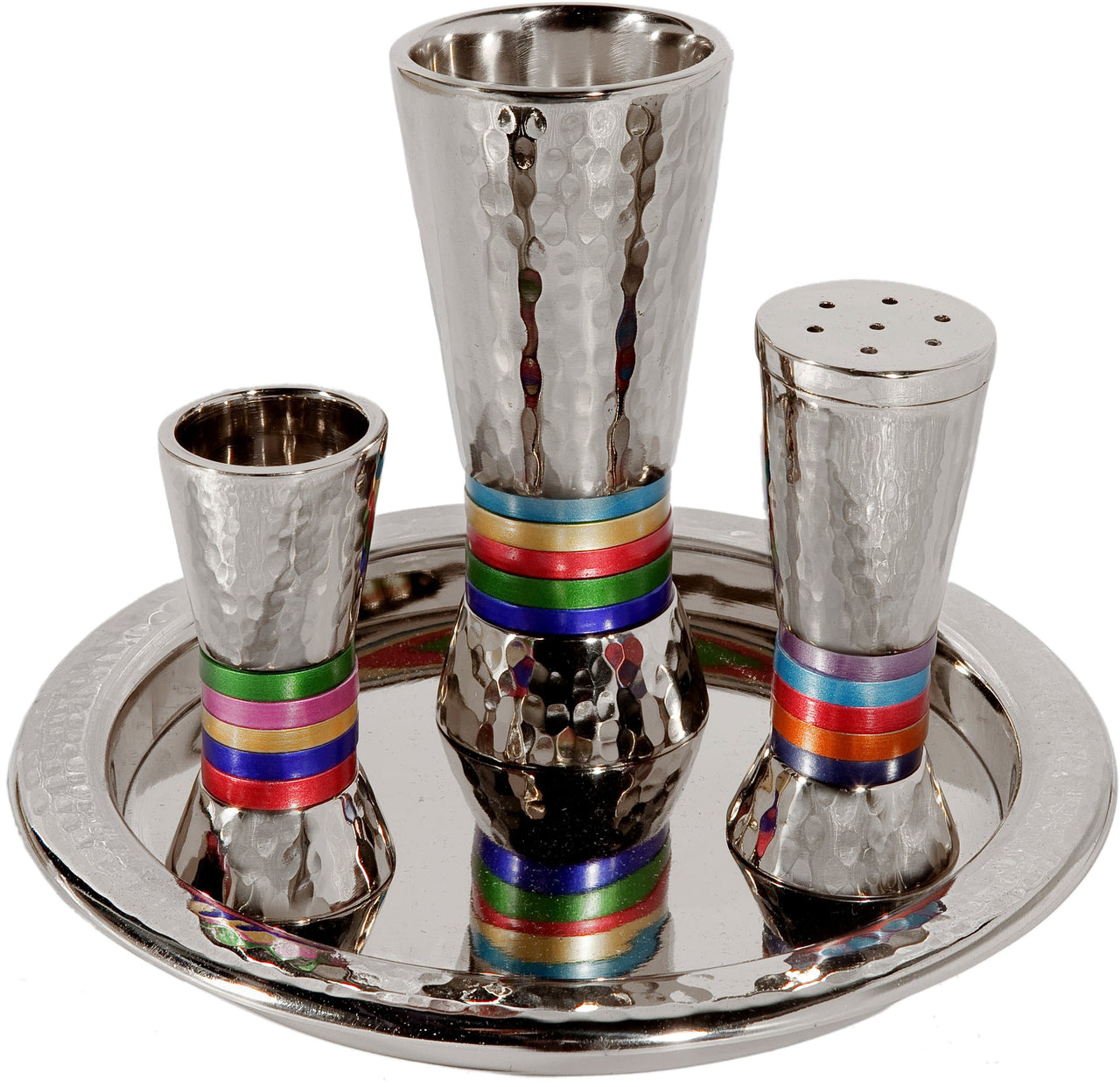 Yair Emanuel Havdalah Sets Multicolored Hammered Havdalah Set by Yair Emanuel
