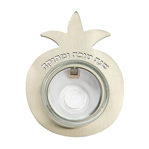 Yair Emanuel - Shana Tova Metal Pomegranate + Small Glass Dish by Yair Emanuel - ModernTribe
