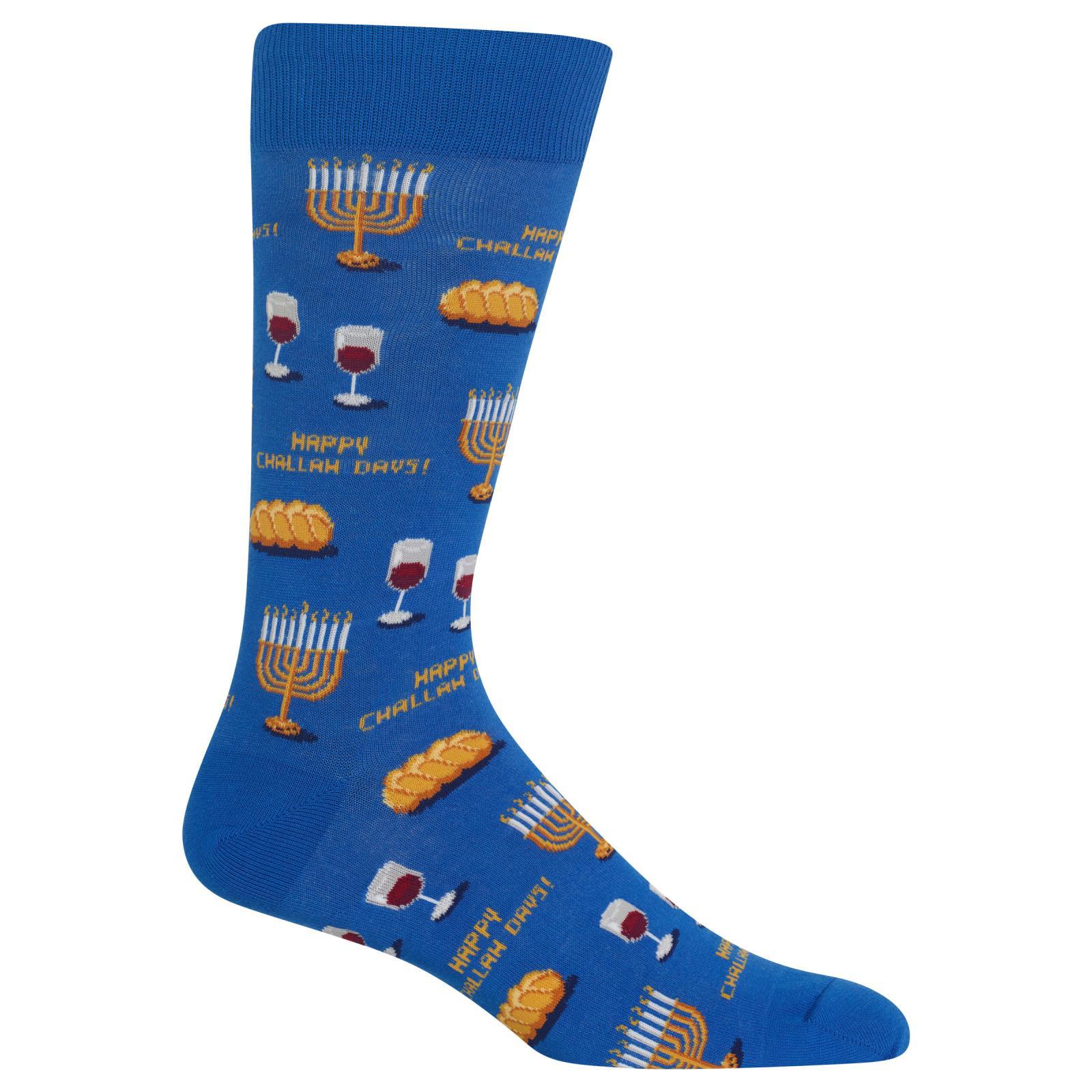 Hot Sox Socks Blue / One Size Men's Happy Challah Days Crew Socks