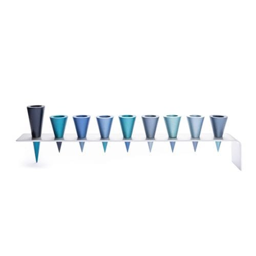 Yair Emanuel - Cone Menorah by Yair Emanuel - Blue - ModernTribe