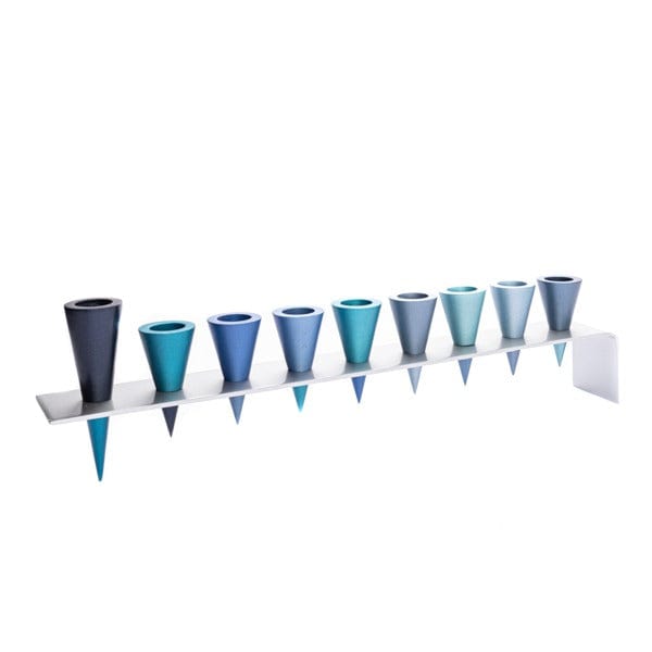 Yair Emanuel - Cone Menorah by Yair Emanuel - Blue - ModernTribe