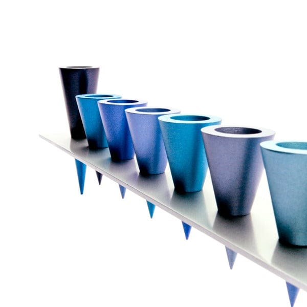 Yair Emanuel - Cone Menorah by Yair Emanuel - Blue - ModernTribe