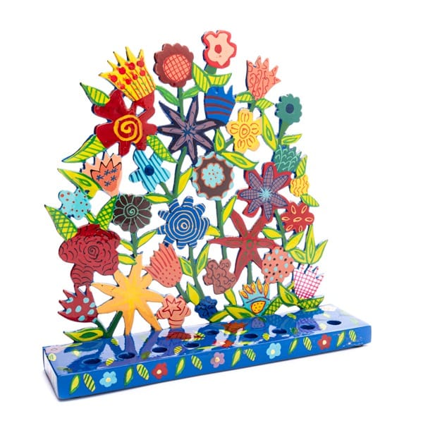 Yair Emanuel - Hand Painted Flower Menorah by Yair Emanuel - ModernTribe