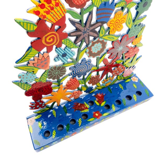 Yair Emanuel - Hand Painted Flower Menorah by Yair Emanuel - ModernTribe