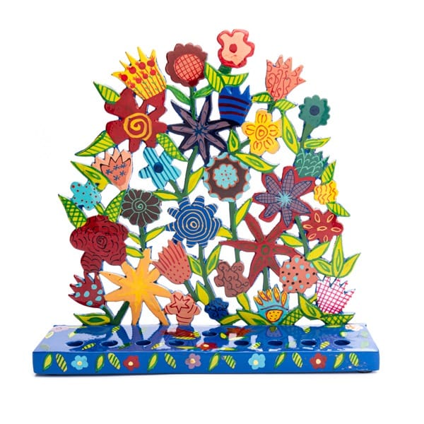 Yair Emanuel - Hand Painted Flower Menorah by Yair Emanuel - ModernTribe