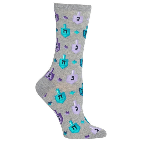 Women's Dreidels Crew Socks - Gray