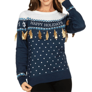 Tipsy Elves Sweaters XL Women's Happy Holidays Tassel Sweater by Tipsy Elves (Size XL)