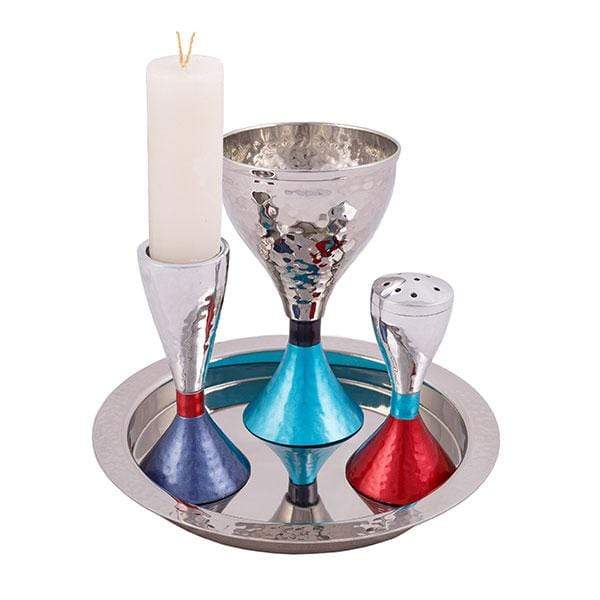 Yair Emanuel - Hammered Nickel Havdalah Set by Yair Emanuel - Multicolored - ModernTribe