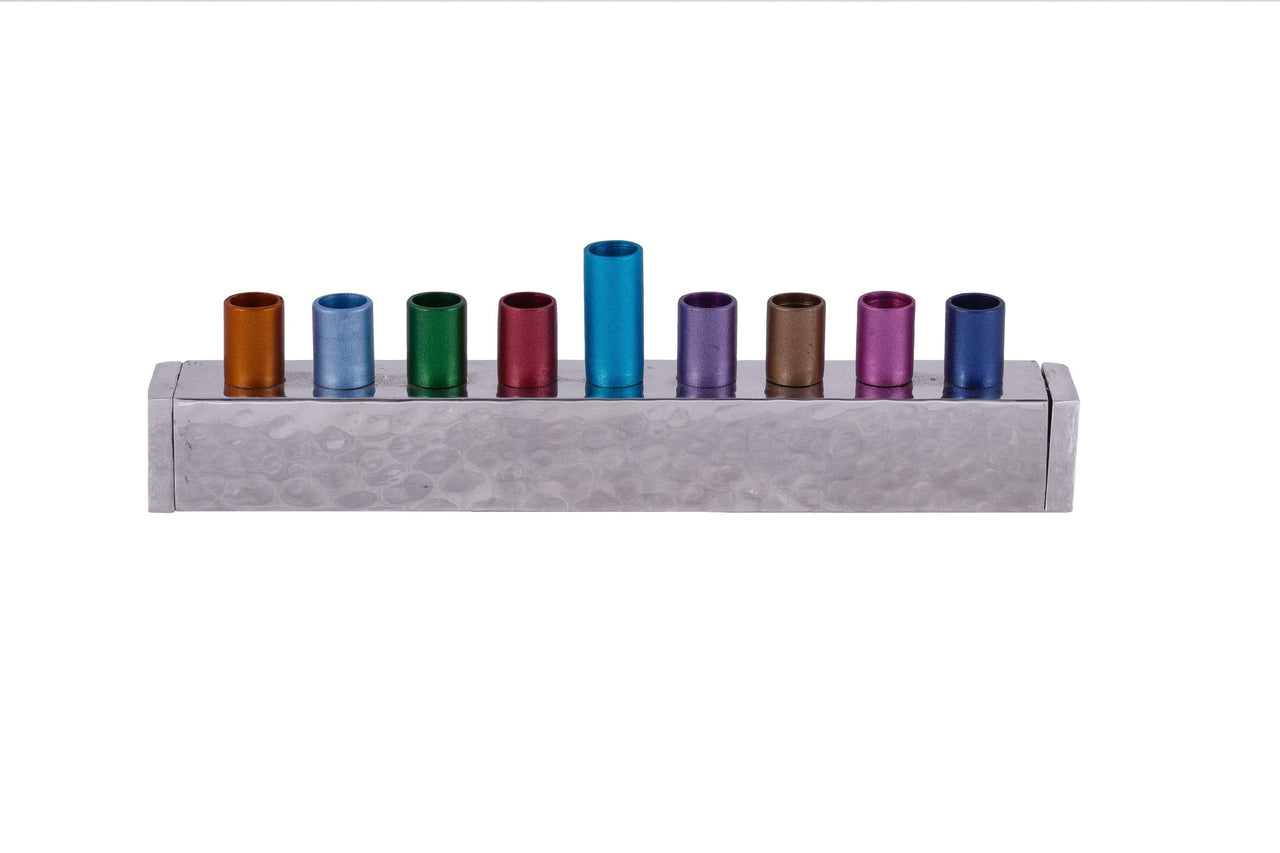 Yair Emanuel - Small Hammered Strip Menorah by Yair Emanuel - Multicolored - ModernTribe